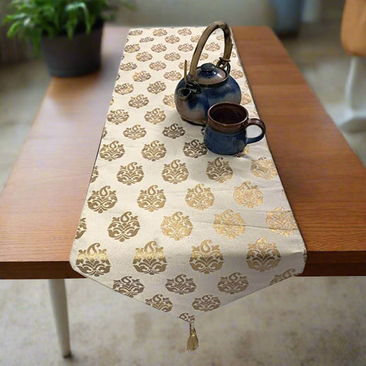 Beige & Gold Silk Table Runner