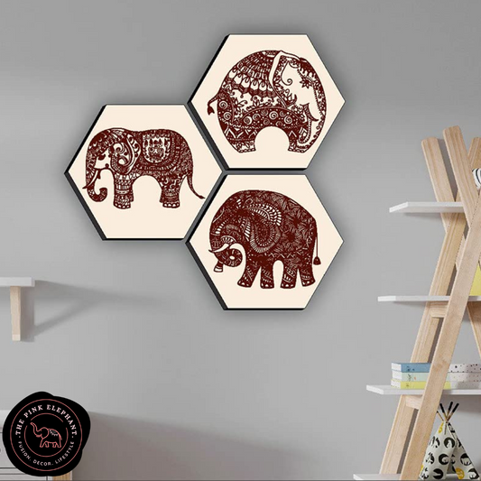 Elephant Wall Art Decor (set of 3)