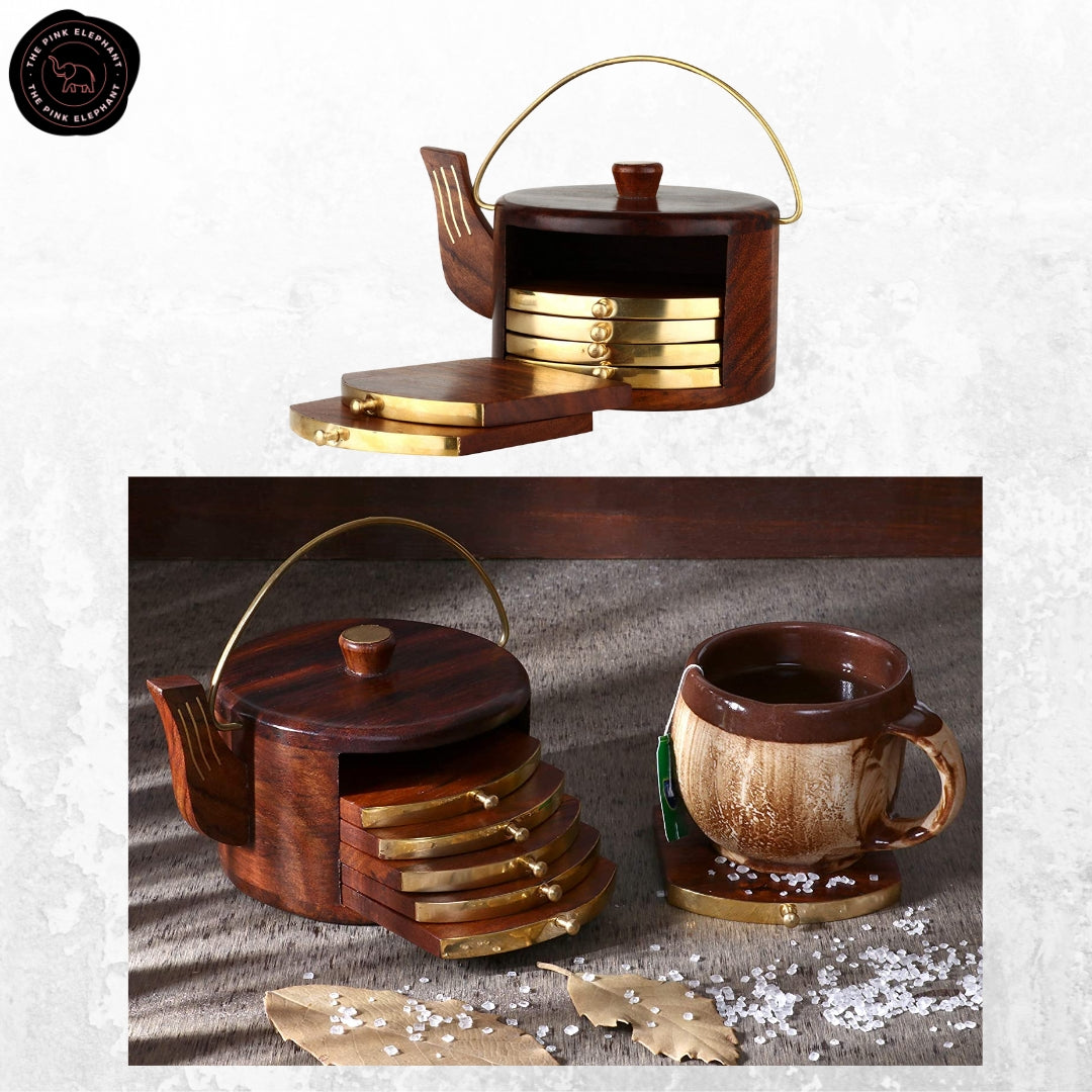 Wooden Tea Kettle Coaster