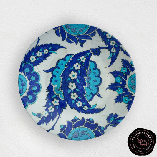 Ceramic Wall Plate- Blue Paisley