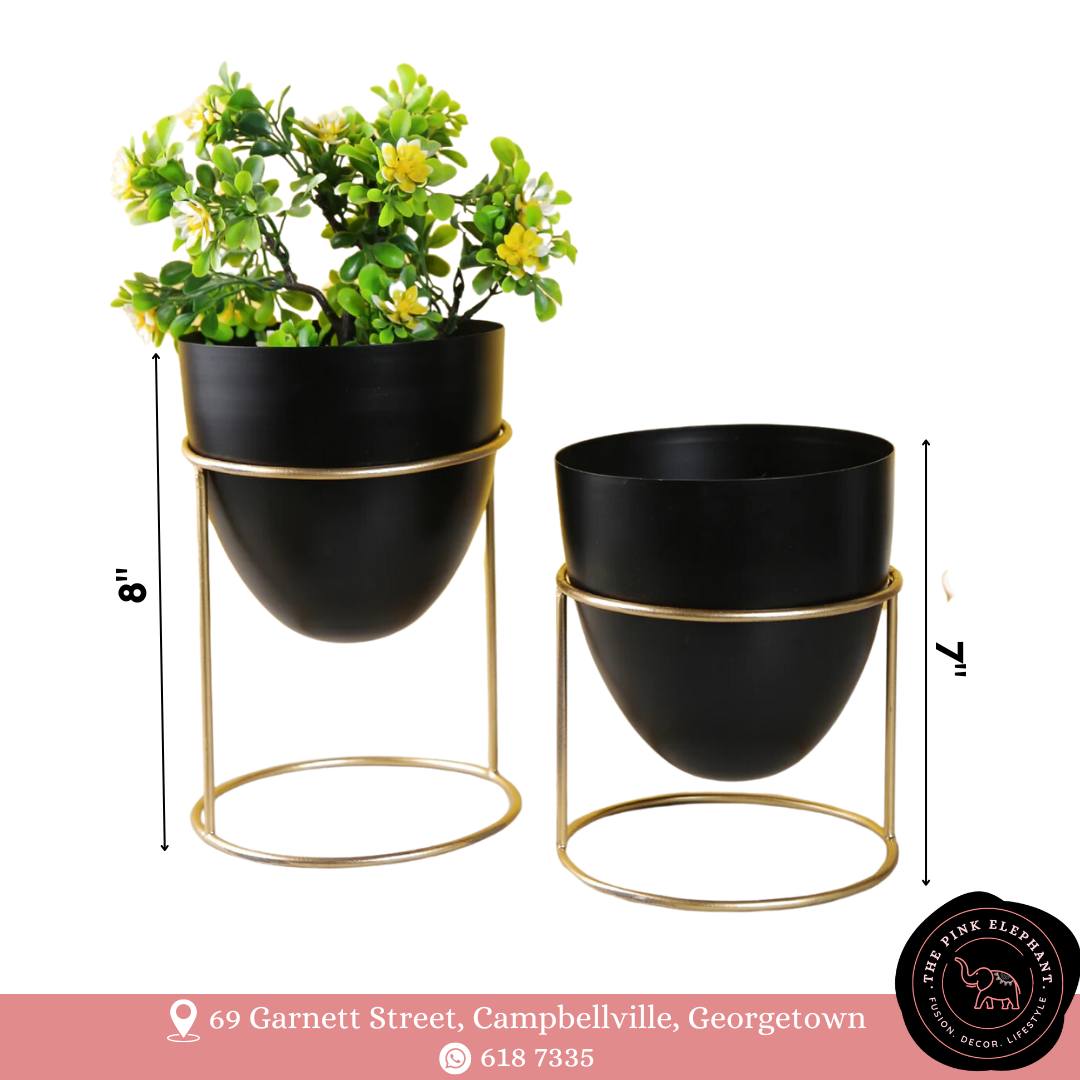 Black Metal Planters Set of 2