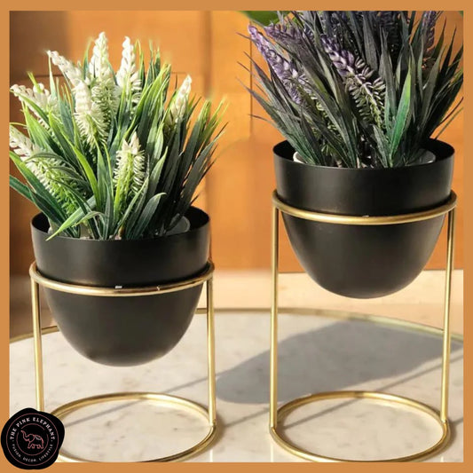 Black Metal Planters Set of 2