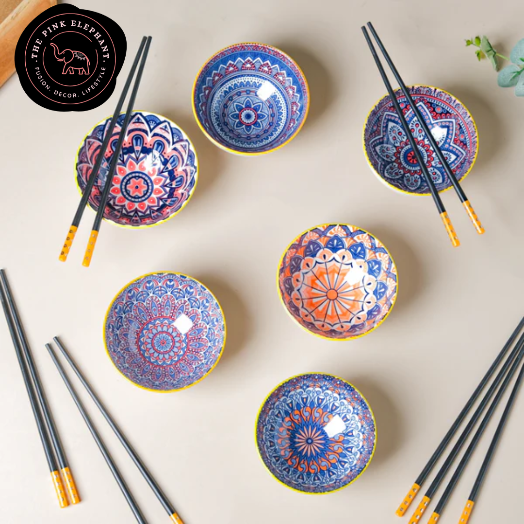 Round Soup Bowls with Chopstick Set