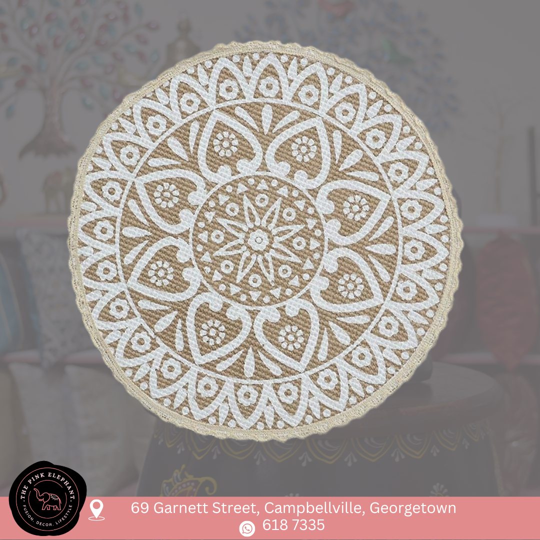 Round Brown & White Placemat