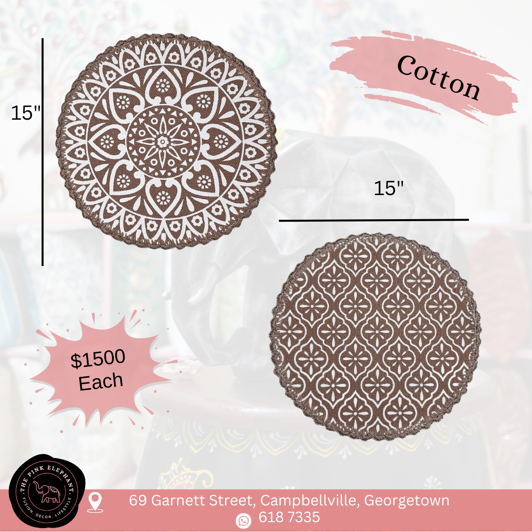 Round Brown & White Placemat