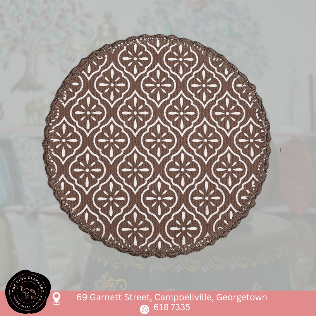 Round Brown & White Placemat