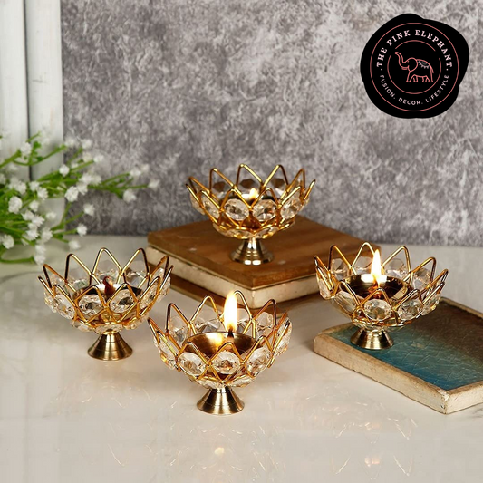 Small Crystal Brass Diyas