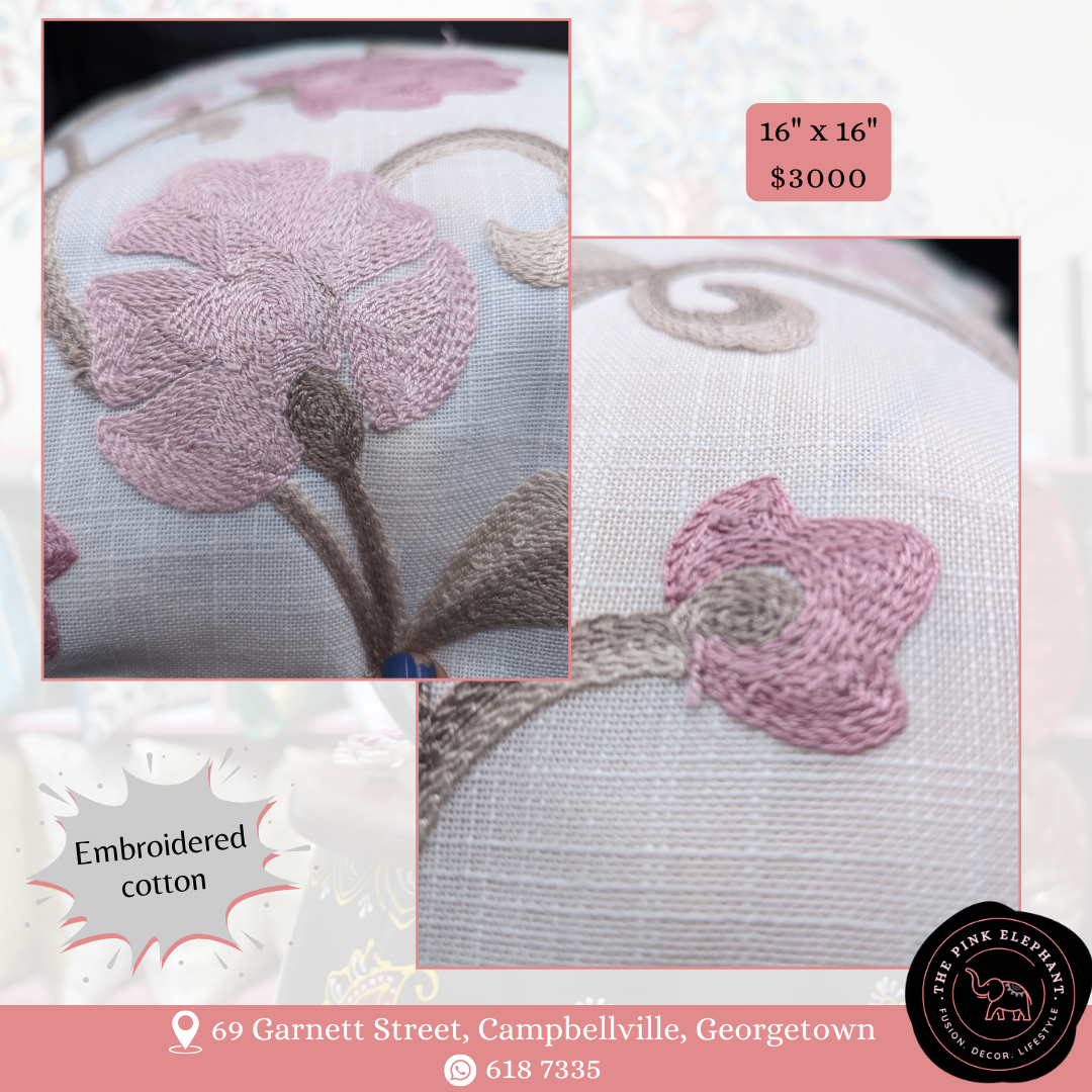 Pink & White Embriodery Cushion Cover