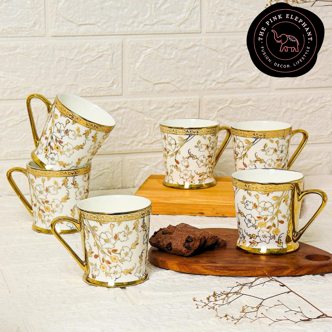 Gold Trim Cup Set - White