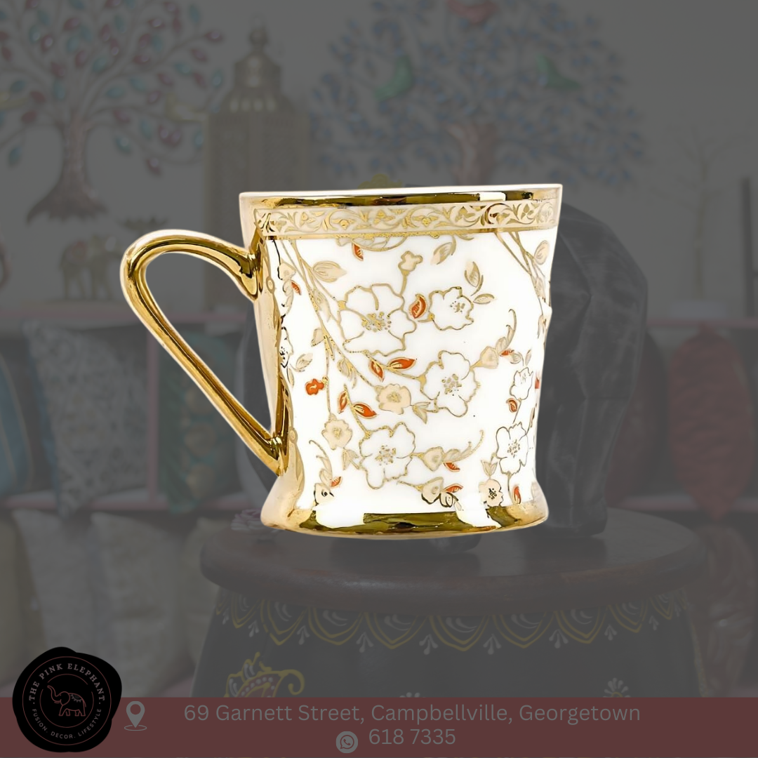 Gold Trim Cup Set - White