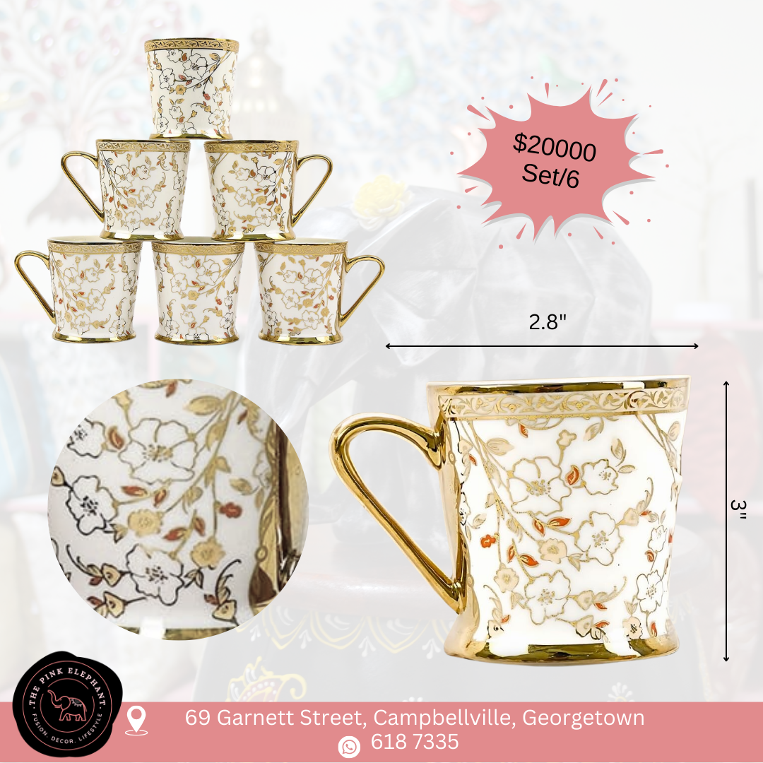 Gold Trim Cup Set - White