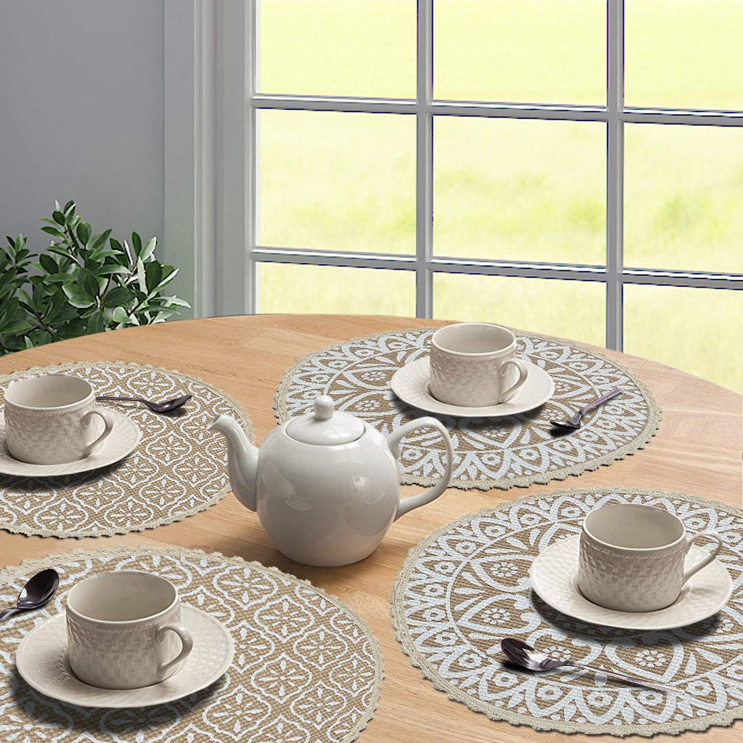 Round Brown & White Placemat