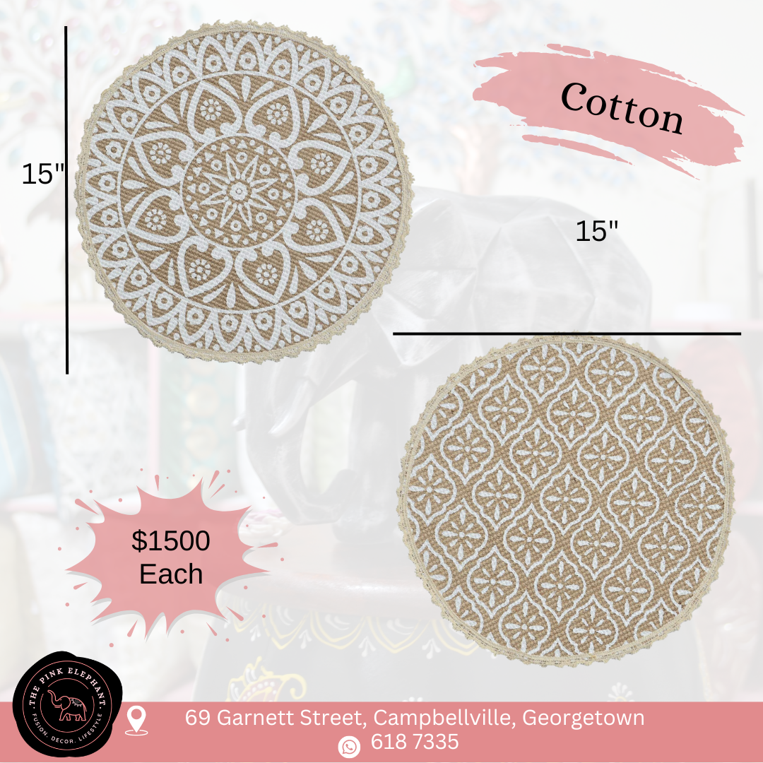 Round Brown & White Placemat