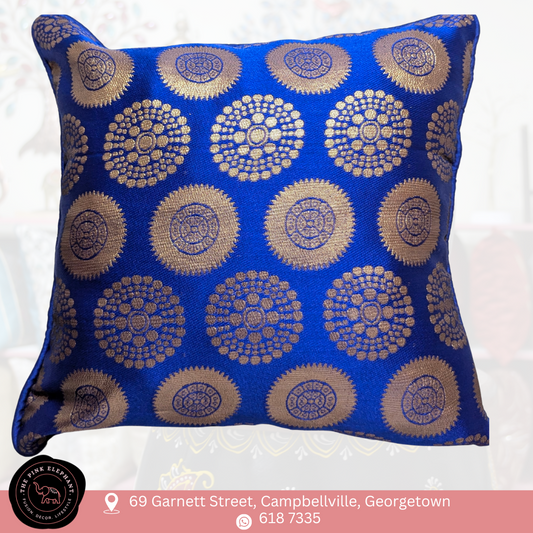 Mandala Blue Silk Cushion Cover