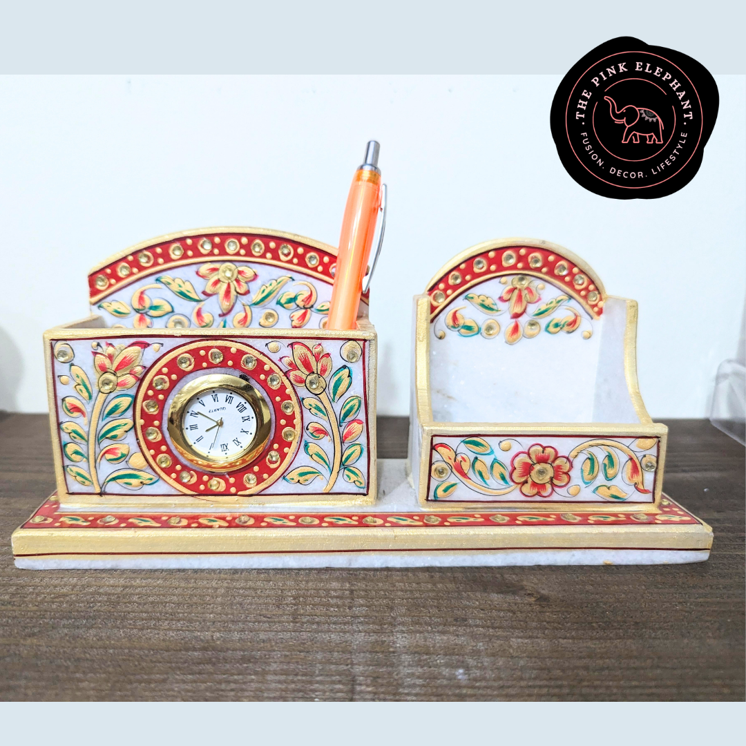 Marble Pen Holder w Clock