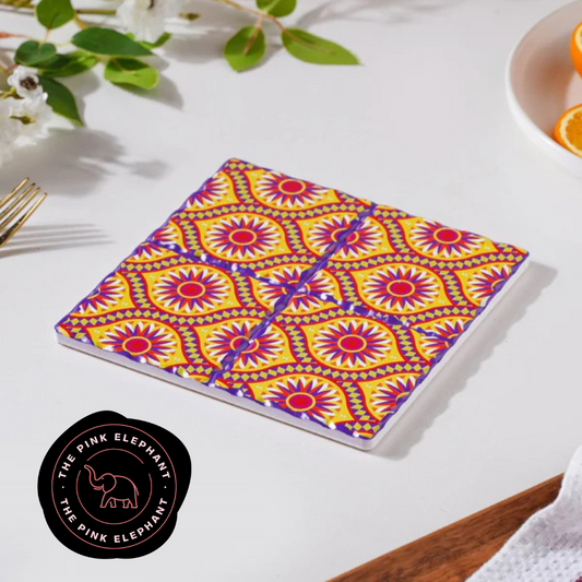 Orange and Purple Sq Trivet