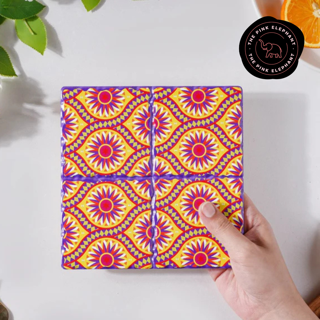 Orange and Purple Sq Trivet