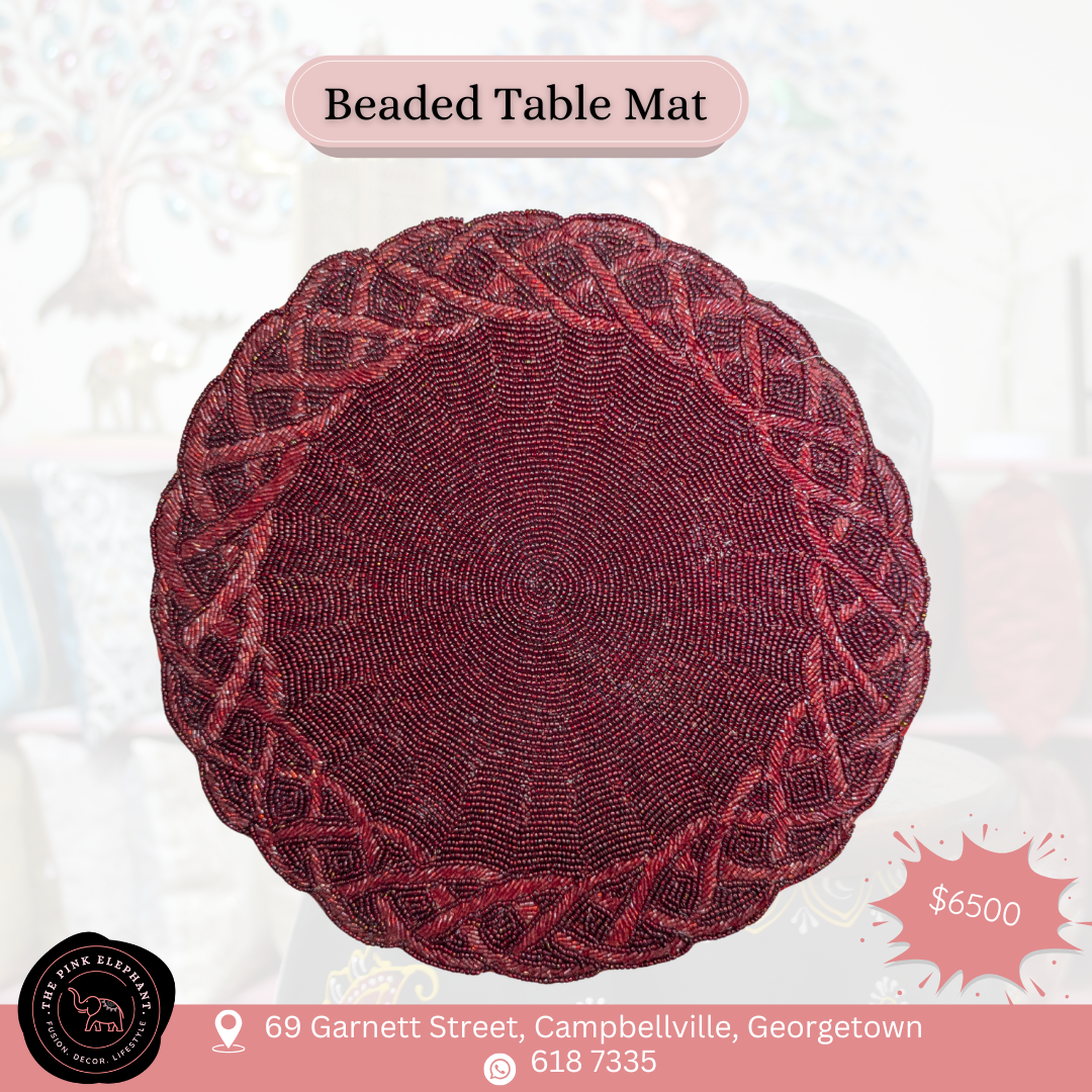 Beaded Placemat- Dark Red