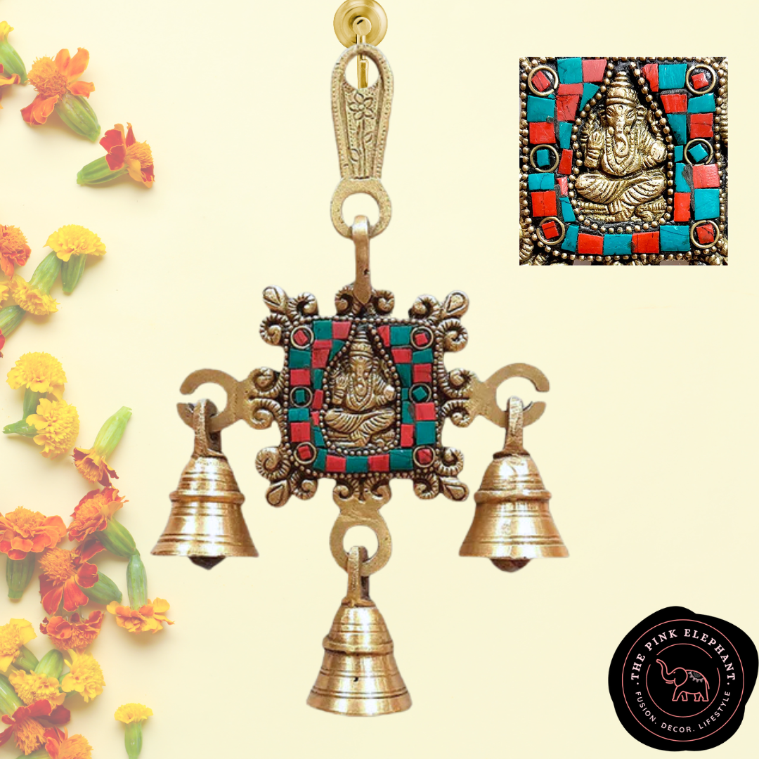 Ganesh Brass Bell Colour Stone