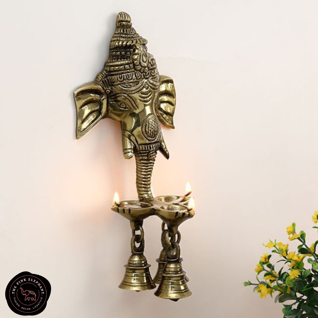 Ganesh Face Diya Wall Bell