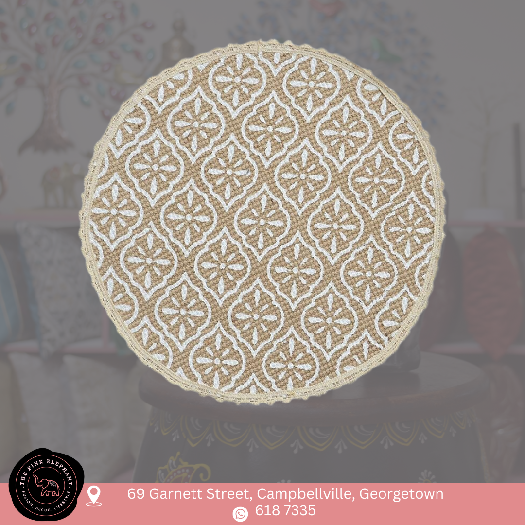 Round Brown & White Placemat