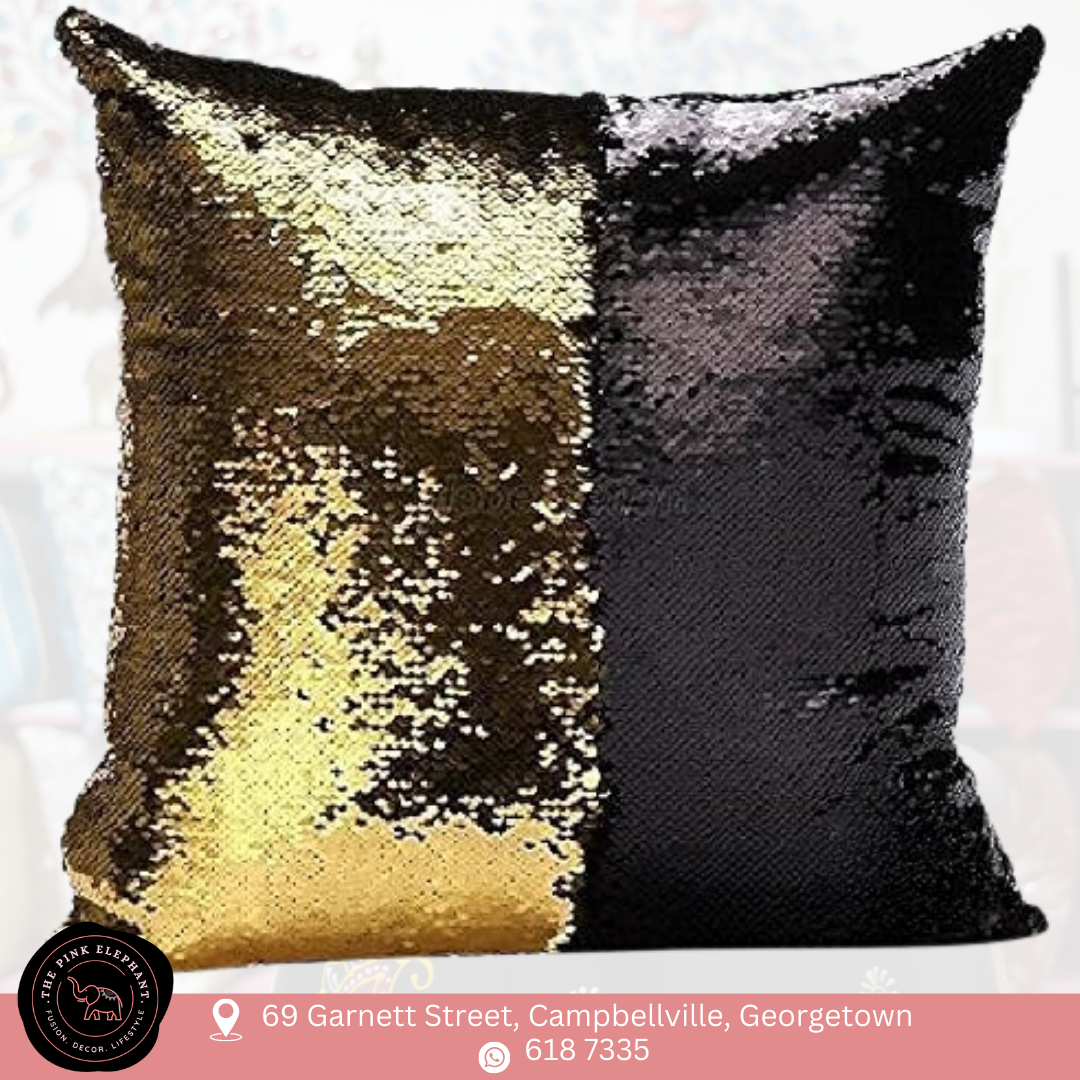 Black & Gold Sequin Cushion Cover