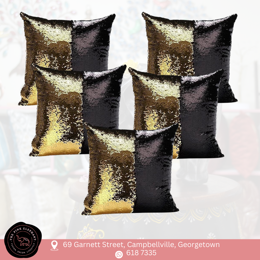 Black & Gold Sequin Cushion Cover