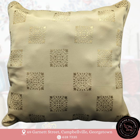 Beige & Gold Foil Squares Cushion Cover