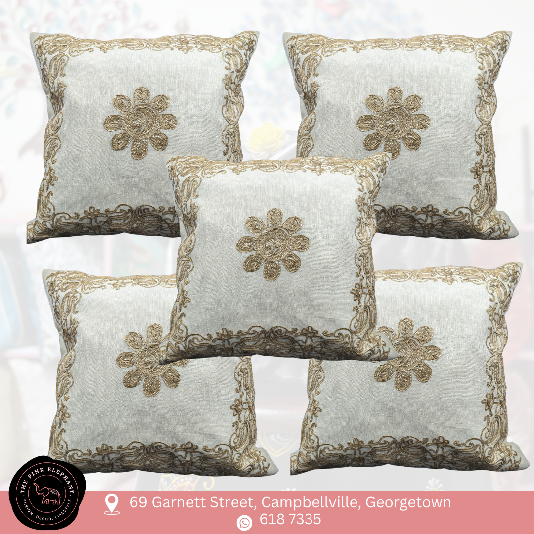 Cream & Gold Embroidery Cushion Cover