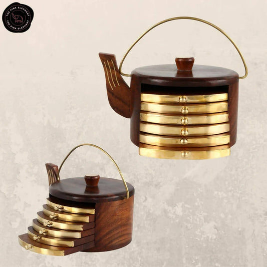 Wooden Tea Kettle Coaster