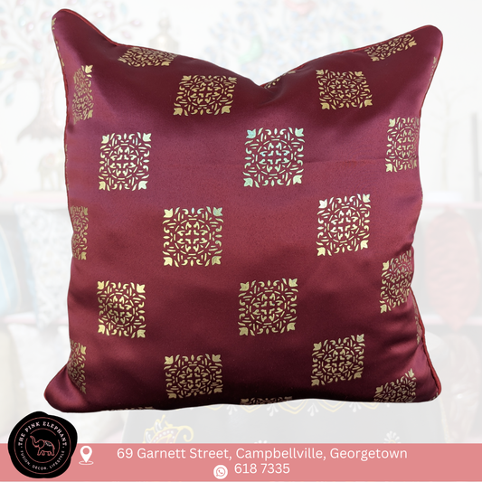 Red & Gold Foil Squares Cushion Cover