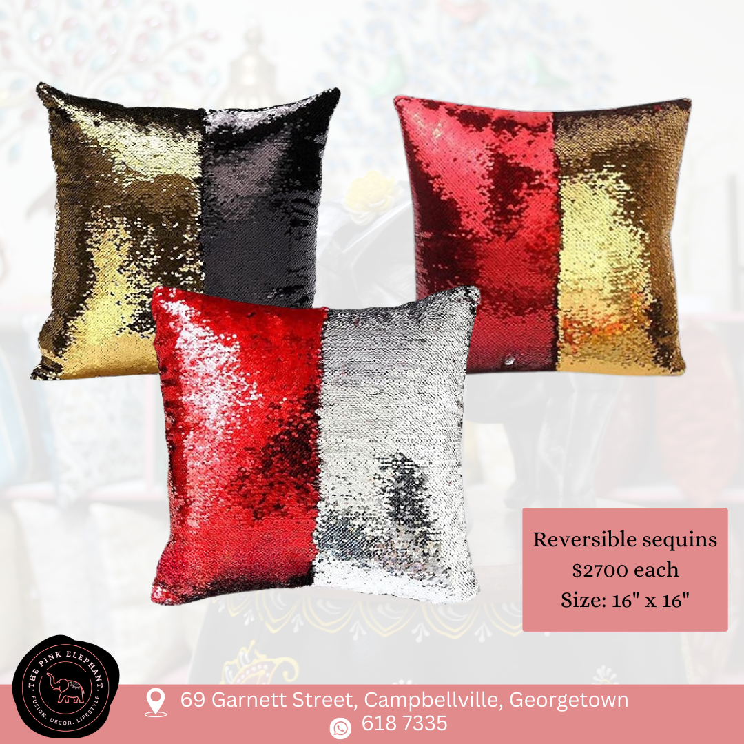 Red & Gold Sequin Cushion Cover